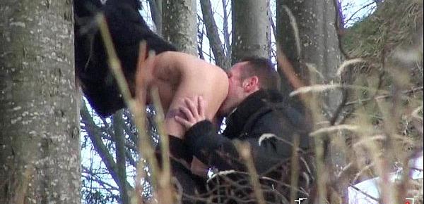  Hot couple fucking in the woods doesn&039;t know they are on camera.1